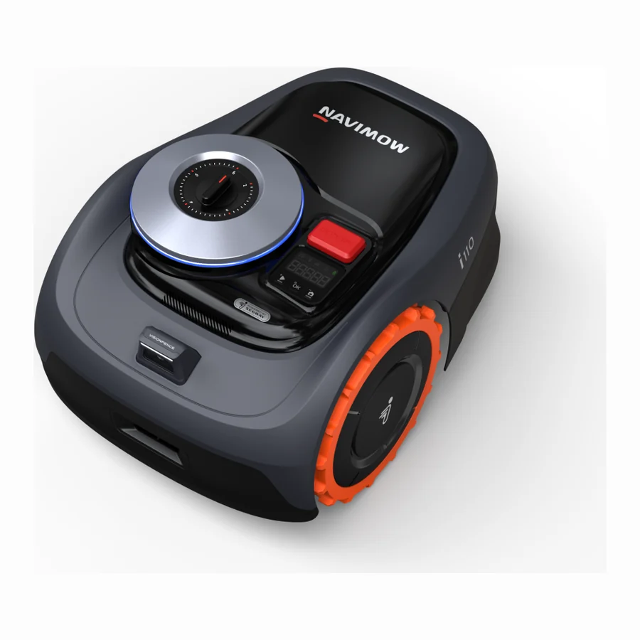Segway Navimow i110N robot lawn mower, three-quarter studio view